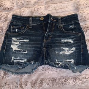 American Eagle super-stretch ripped jean shorts size 0